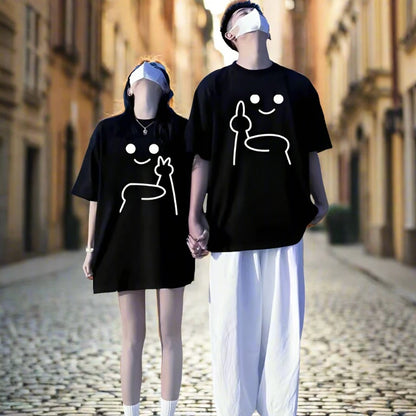 Couples Matching Over Size Funny Facial Expressions T-Shirts