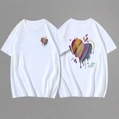 Couples Matching Mr. & Mrs. Heart Print T-Shirts