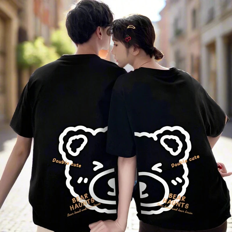 Couples Matching Oversize Bears Happy Lucky T-Shirts